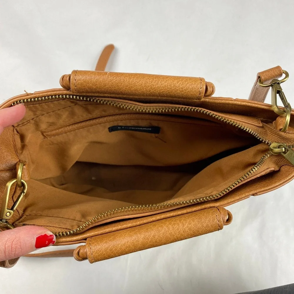 Anthropologie Tobacco Mini Crossbody Purse Brown Textured